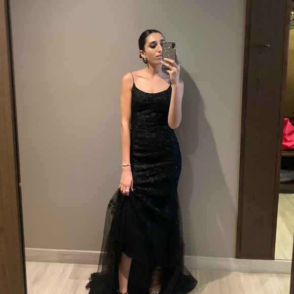 Dresses | Wedding Guest Backless Long Black Dress | Poshmark